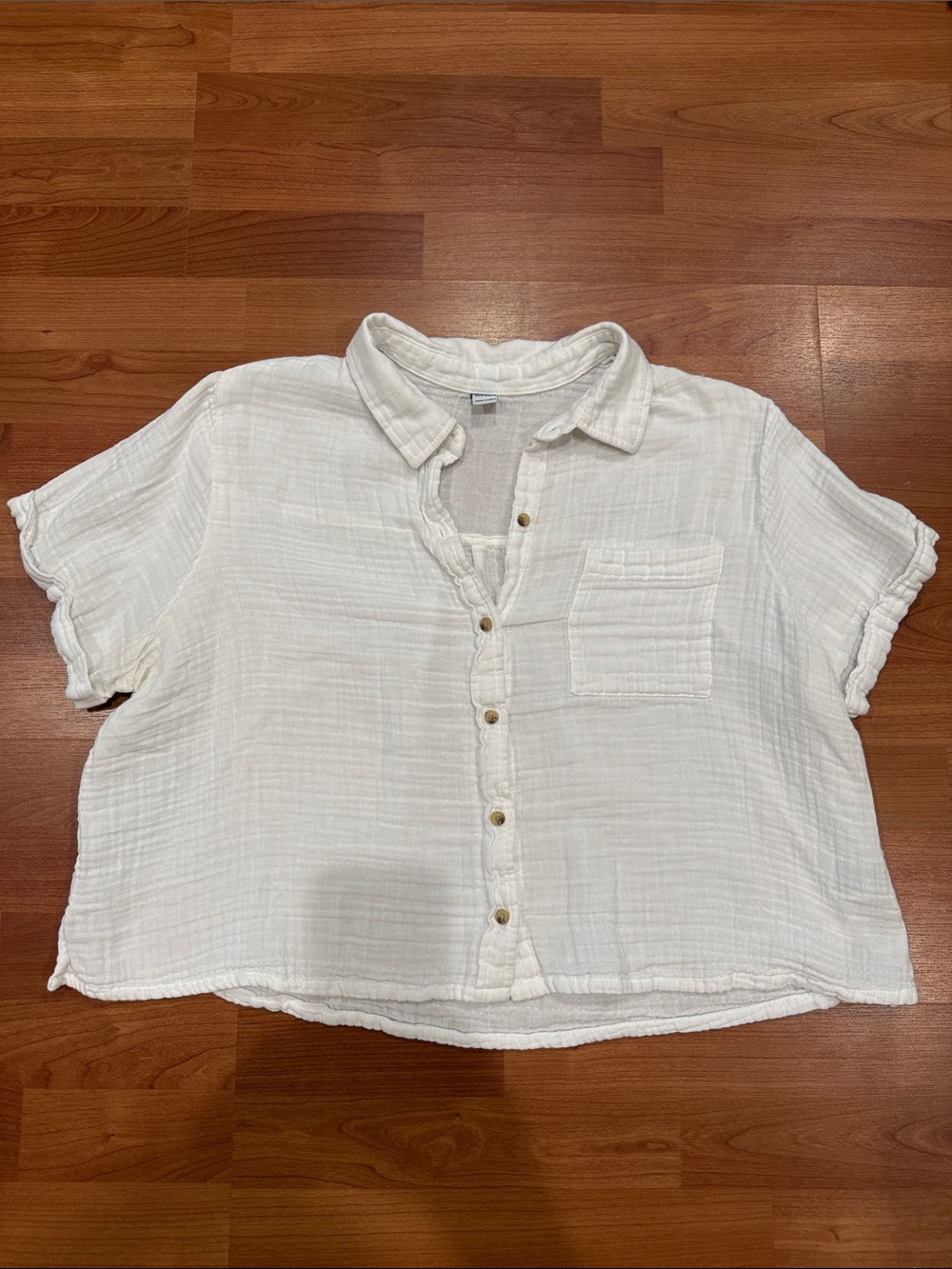 Old Navy Boxy Cropped Gauze Button-Up Shirt